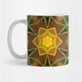 Mosaic Kaleidoscope Flower Green Yellow and Orange Mug